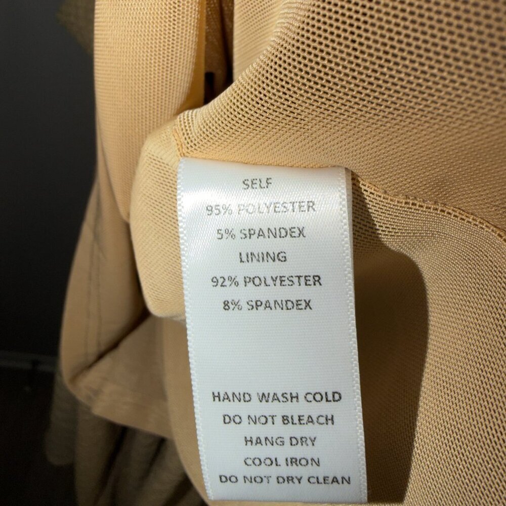 All:Row Tan Asymmetrical Dress Size M Sleeveless Ruched Midi Minimal - Picture 6 of 7